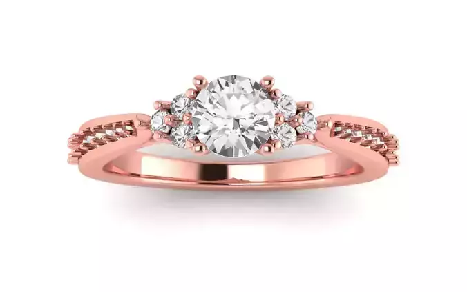 Women Engagement Round Stone Ring 3dm STL OBJ Renders Details