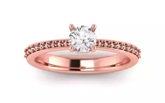 Women Engagement Round Stone Ring 3dm STL OBJ Renders Details