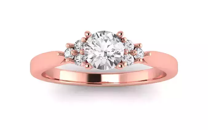 Women Engagement Round Stone Ring 3dm STL OBJ Renders Details