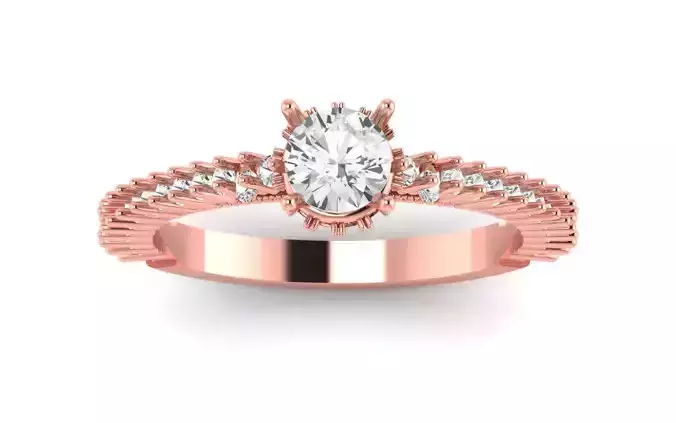 Women Engagement Round Stone Ring 3dm STL OBJ Renders Details