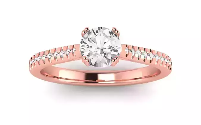 Women Engagement Round Stone Ring 3dm STL OBJ Renders Details