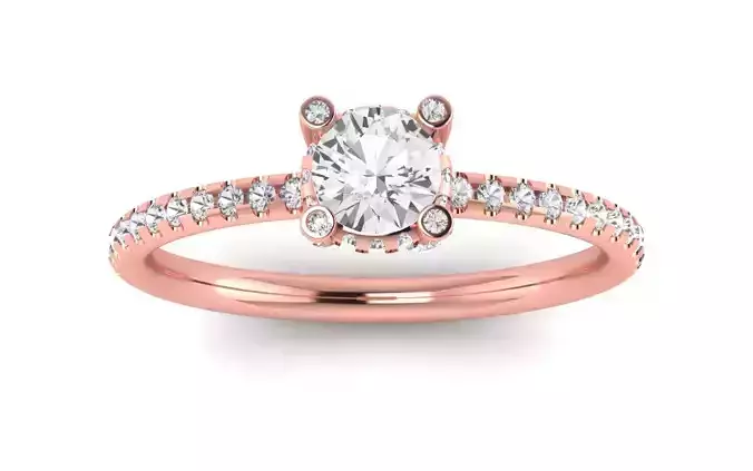 Women Engagement Round Stone Ring 3dm STL OBJ Renders Details