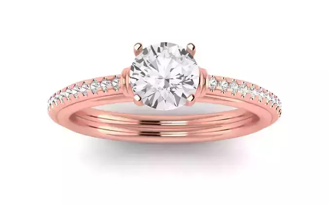 Women Engagement Round Stone Ring 3dm STL OBJ Renders Details