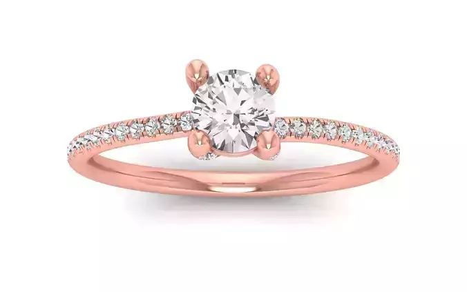 Women Engagement Round Stone Ring 3dm STL OBJ Renders Details