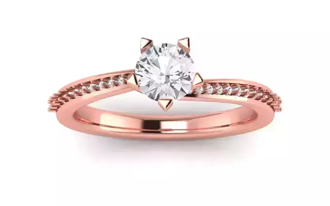 Women Engagement Round Stone Ring 3dm STL OBJ Renders Details
