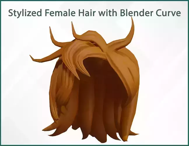 Stylize Hair with Blender curve Low-poly 3D model