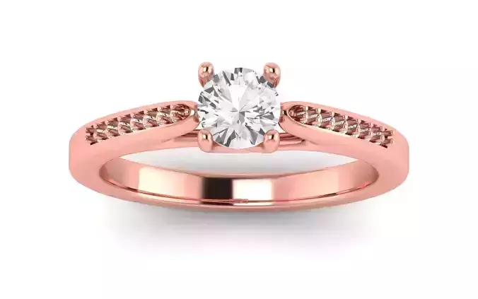 Women Engagement Round Stone Ring 3dm STL OBJ Renders Details