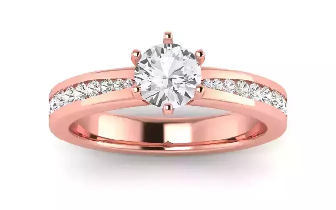 Women Engagement Round Stone Ring 3dm STL OBJ Renders Details