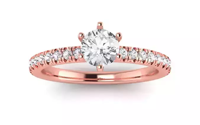 Women Engagement Round Stone Ring 3dm STL OBJ Renders Details