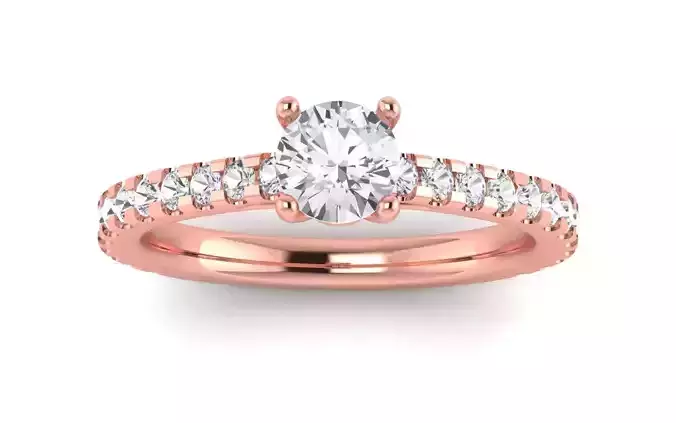Women Engagement Round Stone Ring 3dm STL OBJ Renders Details