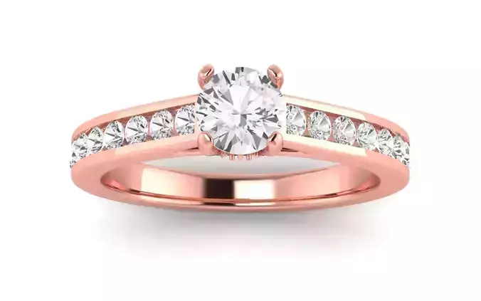 Women Engagement Round Stone Ring 3dm STL OBJ Renders Details