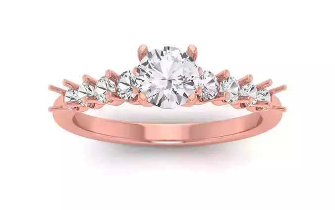 Women Engagement Round Stone Ring 3dm STL OBJ Renders Details