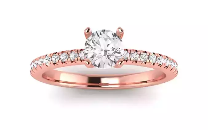 Women Engagement Round Stone Ring 3dm STL OBJ Renders Details