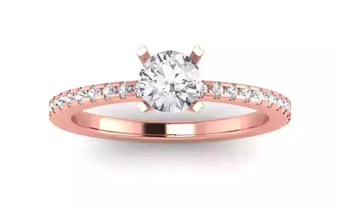 Women Engagement Round Stone Ring 3dm STL OBJ Renders Details
