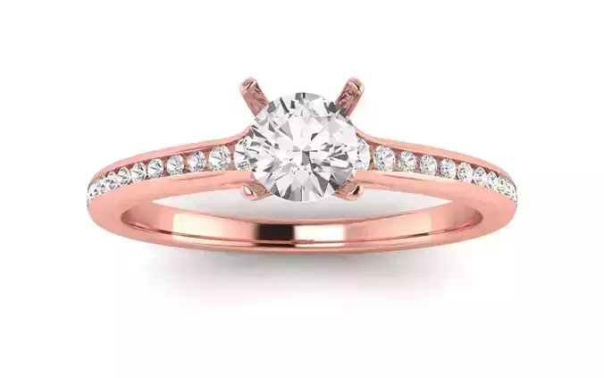 Women Engagement Round Stone Ring 3dm STL OBJ Renders Details