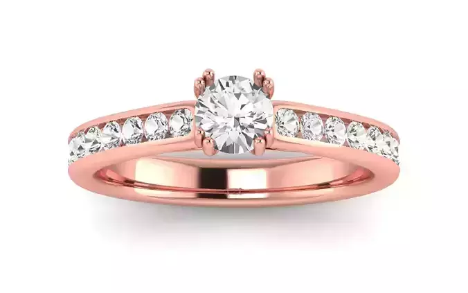 Women Engagement Round Stone Ring 3dm STL OBJ Renders Details