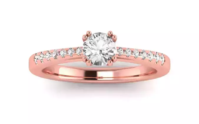 Women Engagement Round Stone Ring 3dm STL OBJ Renders Details