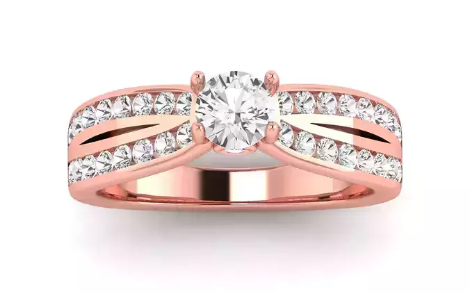 Solitaire Wedding Engagement Women Double Band Ring