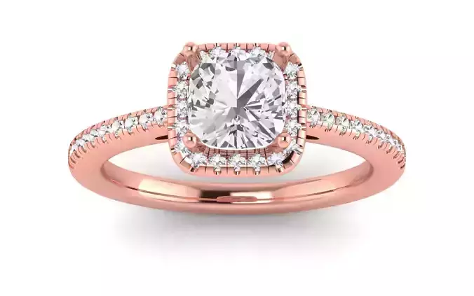 Solitaire Wedding Engagement Women Cushion Square Hole Ring