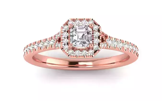 Solitaire Wedding Engagement Asscher Cut Square Hole Ring 3D print model