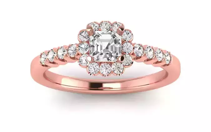 Solitaire Wedding Engagement Women Ring Asscher Cut HaloRing