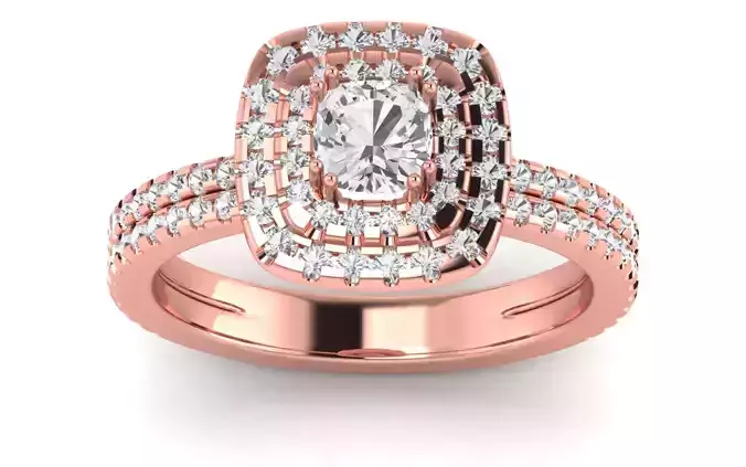 Solitaire Wedding Engagement Women Double Band Ring