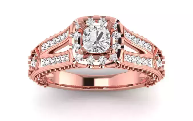 Solitaire Wedding Engagement Women Split Shank Double Band Ring