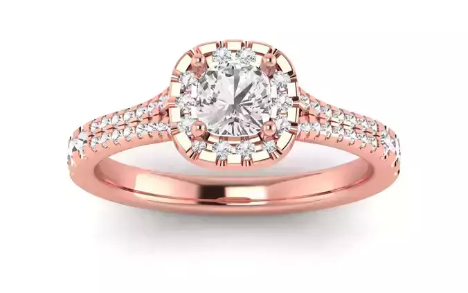 Solitaire Wedding Engagement Women Ring Cushion Stone Halo Ring
