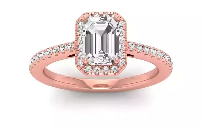 Solitaire Wedding Engagement Women Ring Emerald Stone Halo Ring