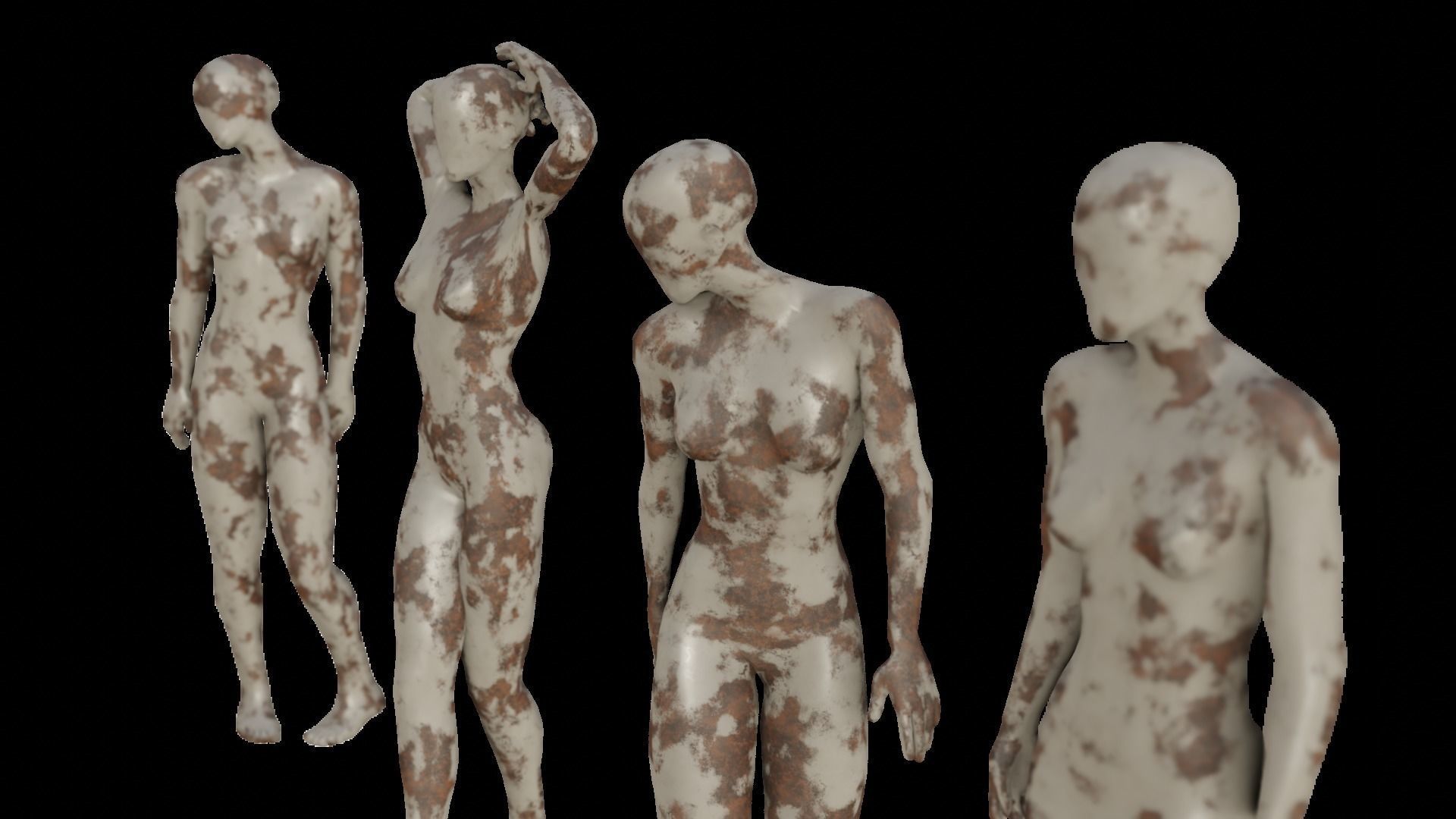 Post Apocalyptic Decaying Mannequins Low-poly 3D model_6