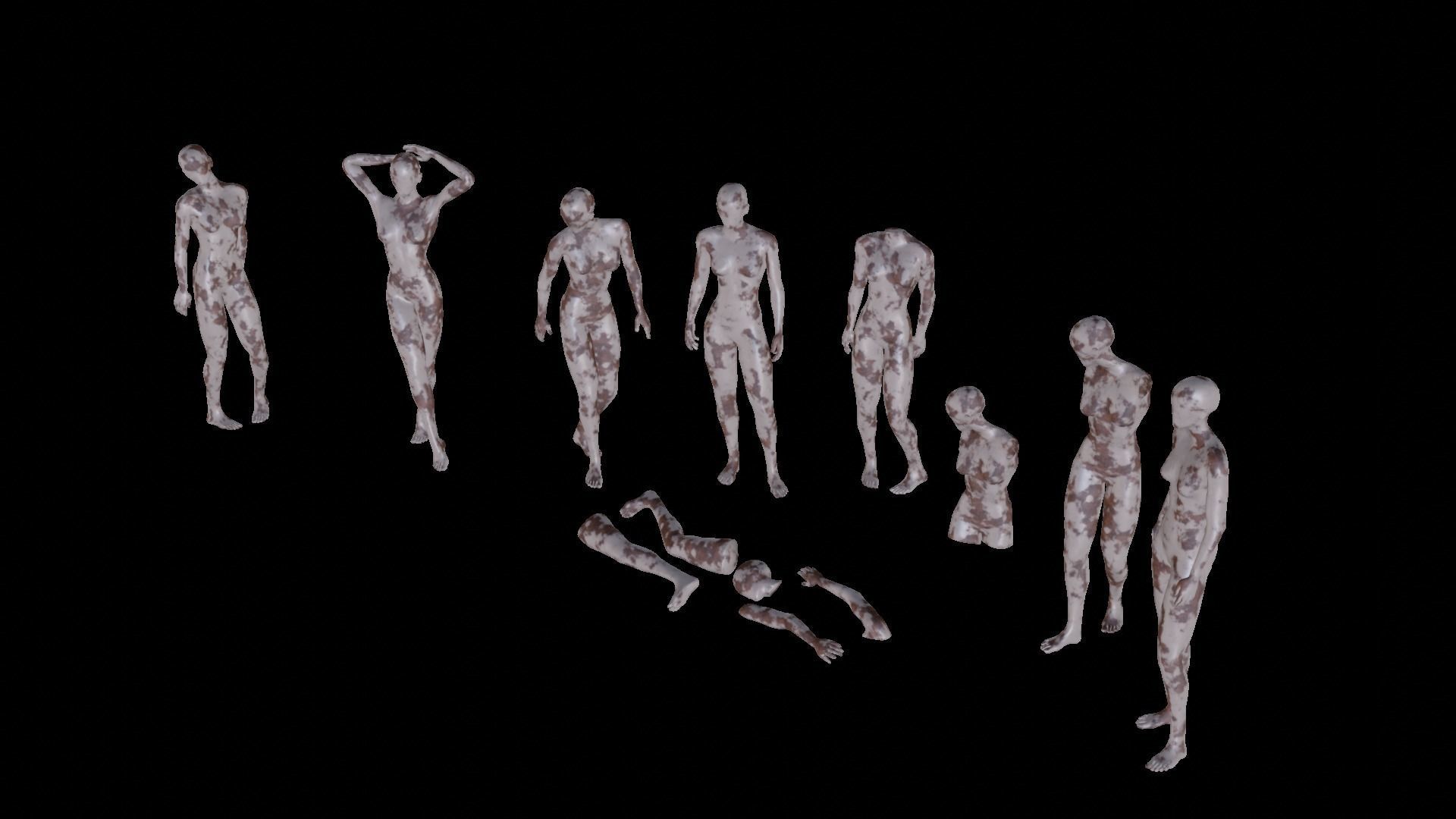 Post Apocalyptic Decaying Mannequins Low-poly 3D model_7