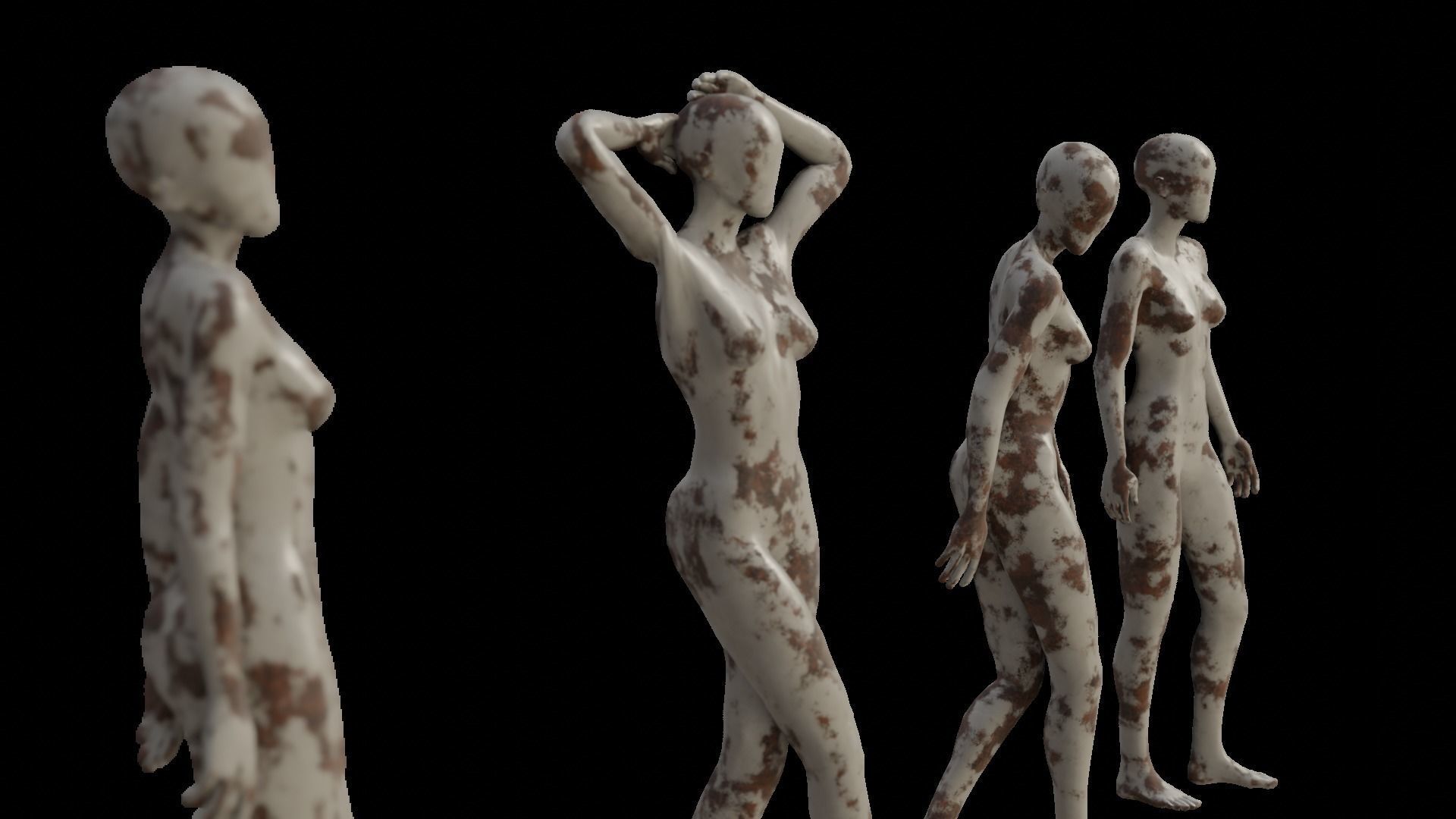 Post Apocalyptic Decaying Mannequins Low-poly 3D model_4