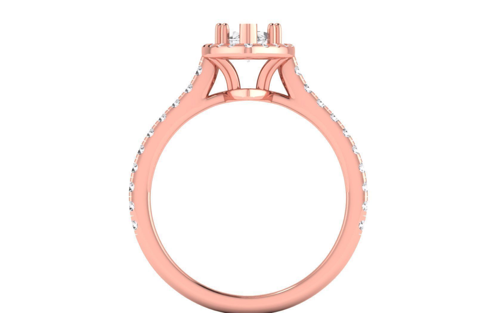 Solitaire Wedding Engagement Women Ring Marquise Stone Halo Ring 3D print model_2