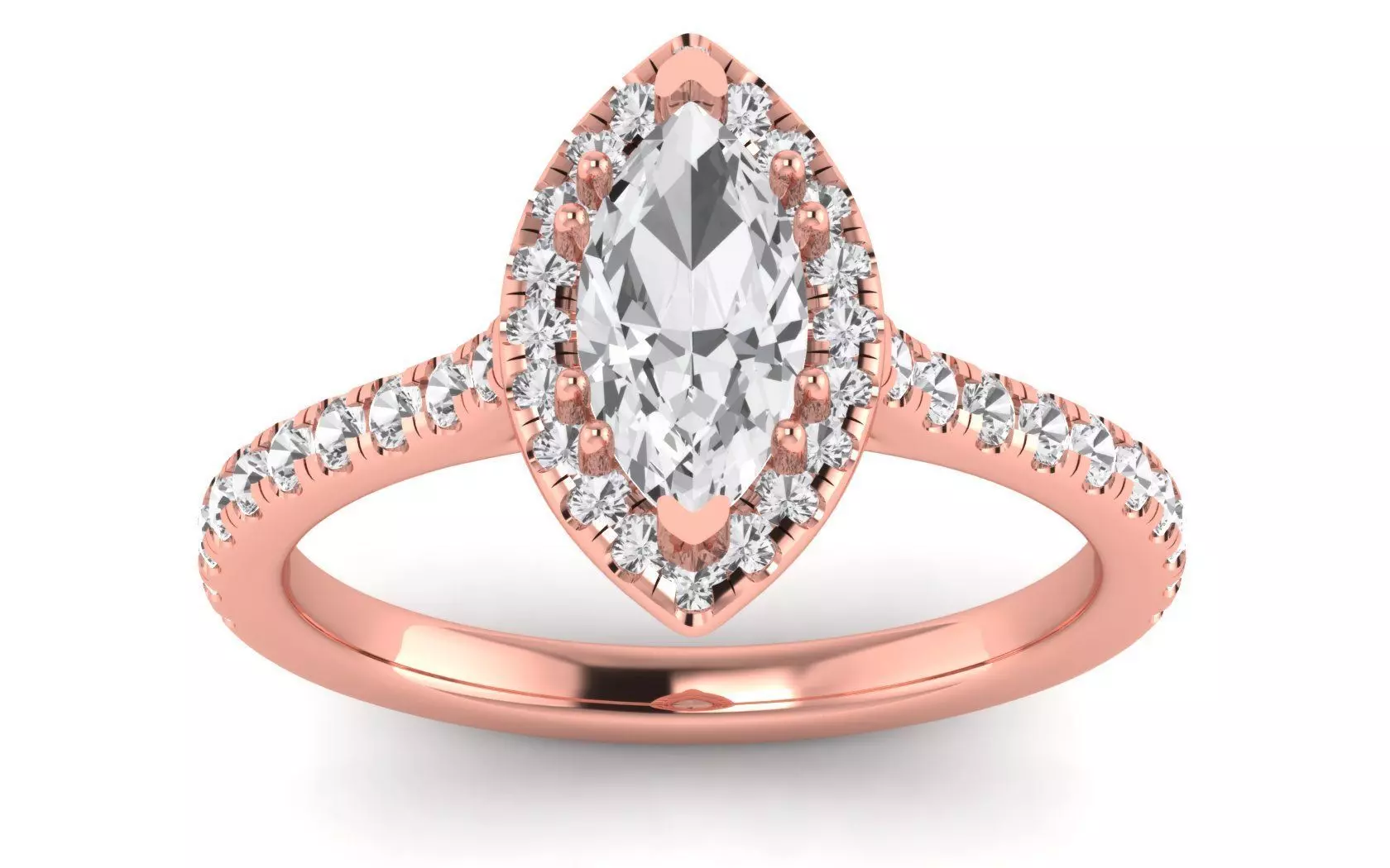 Solitaire Wedding Engagement Women Ring Marquise Stone Halo Ring 3D print model_0