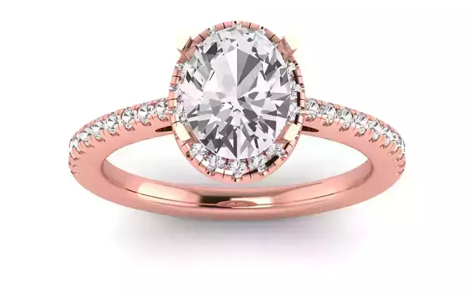 Solitaire Wedding Engagement Women Ring Oval Stone Pave Ring