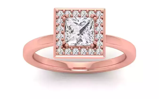 Solitaire Wedding Engagement Princess Stone Square Hole Ring