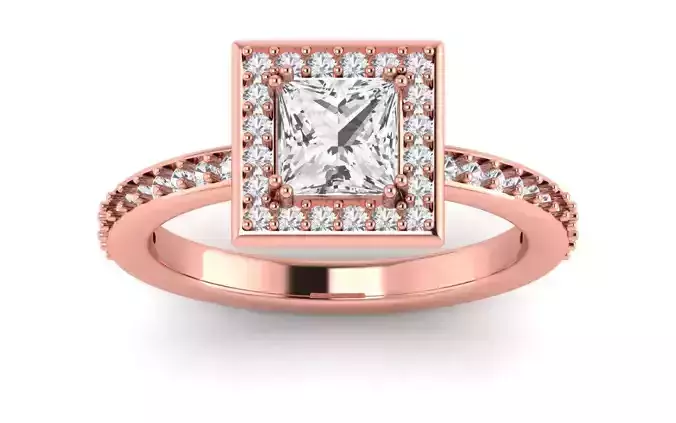 Solitaire Wedding Engagement Princess Stone Square Hole Ring