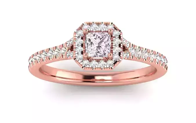 Solitaire Wedding Engagement Princess Stone Square Hole Ring 3D print model