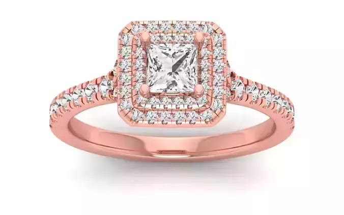 Solitaire Wedding Engagement Women Ring Princess Stone Halo Ring