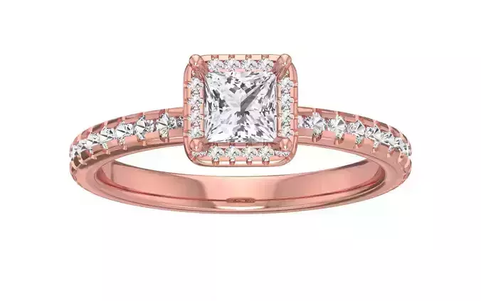 Solitaire Wedding Engagement Princess Stone Square Hole Ring