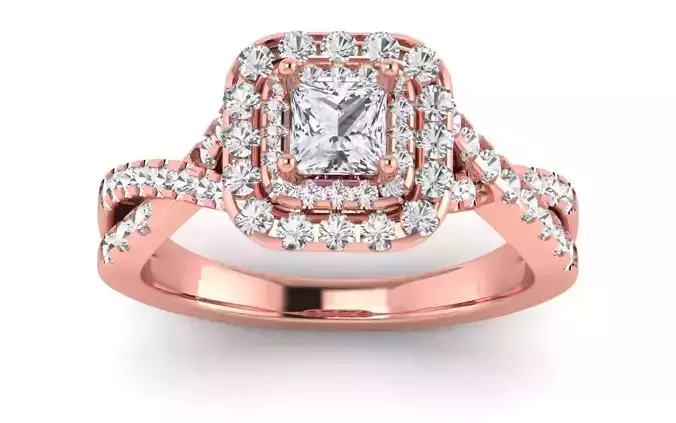 Solitaire Wedding Engagement Twisted Princess Stone Halo Ring