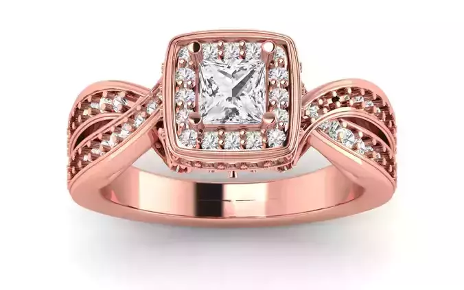 Solitaire Wedding Engagement Princess Stone Square Hole Ring