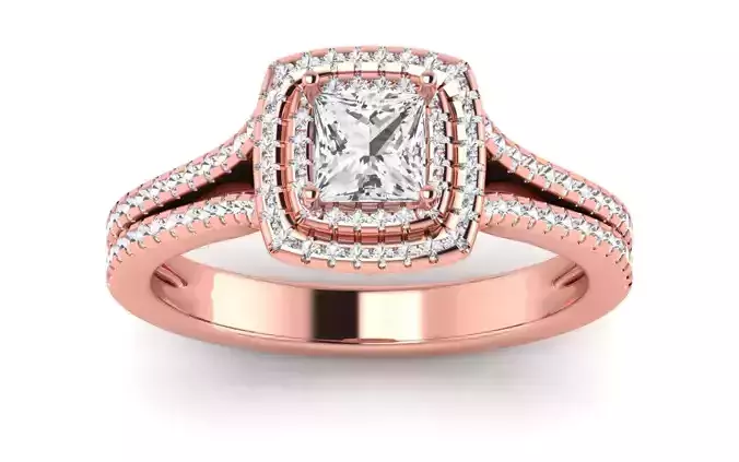 Solitaire Wedding Engagement Double Band Princess Stone Ring