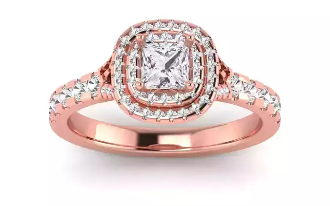 Solitaire Wedding Engagement Women Ring Princess Stone Halo Ring