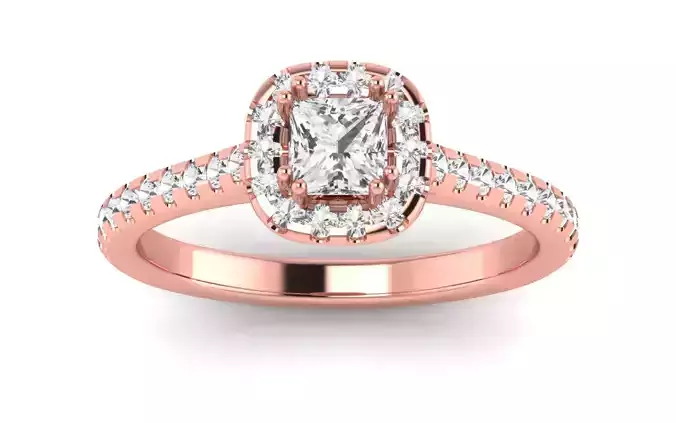 Solitaire Wedding Engagement Princess Stone Square Hole Ring 3D print model