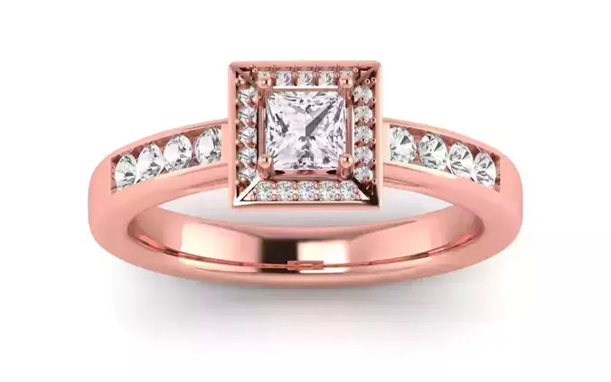 Solitaire Wedding Engagement Princess Stone Square Hole Ring 3D print model