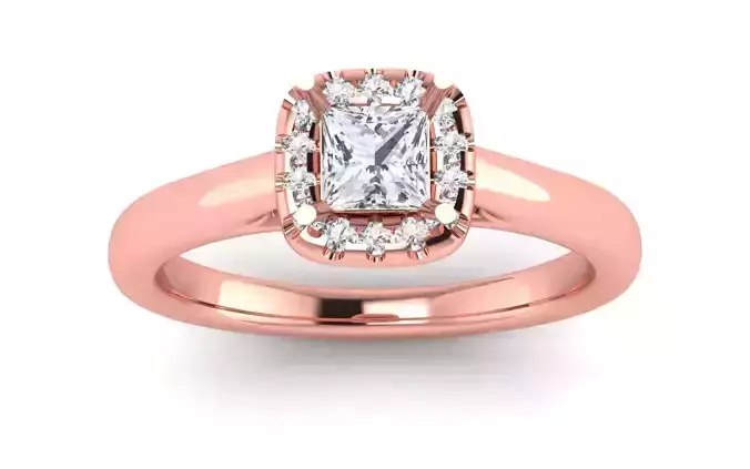 Solitaire Wedding Engagement Princess Stone Square Hole Ring 3D print model