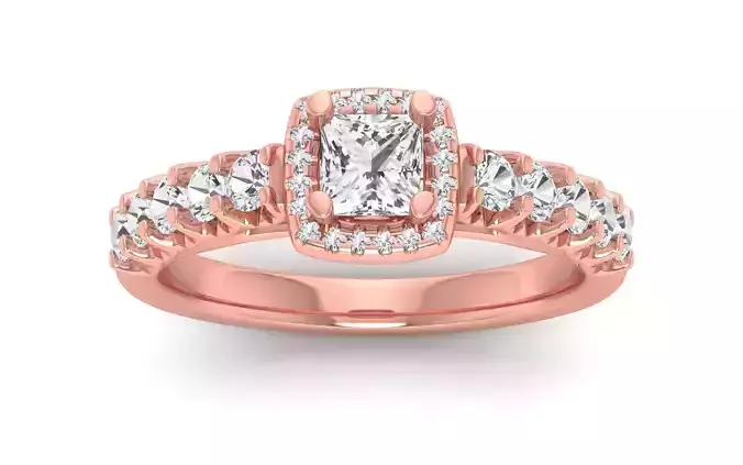 Solitaire Wedding Engagement Princess Stone Square Hole Ring 3D print model
