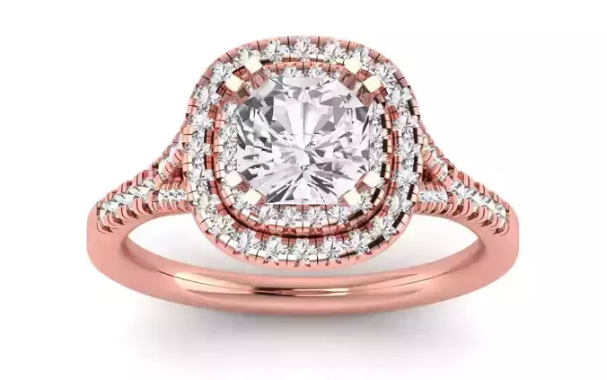Double Halo Wedding Engagement Women Ring 3D print model