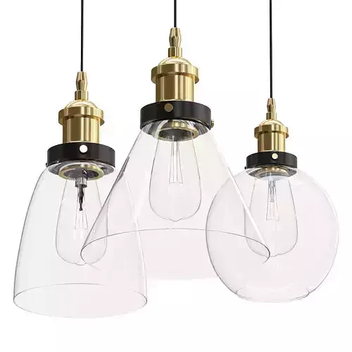Crysking three pendant lights with brass and clear glass